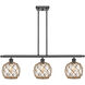 Ballston Farmhouse Rope LED 36 inch Matte Black Island Light Ceiling Light in Clear Glass with Brown Rope, Ballston