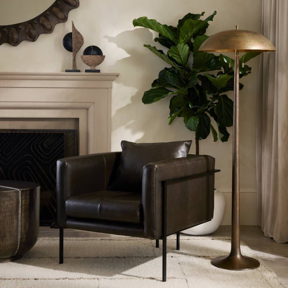 Fleetwood 59.5 inch 40.00 watt Vintage Brass, Aluminum Floor Lamp Portable Light