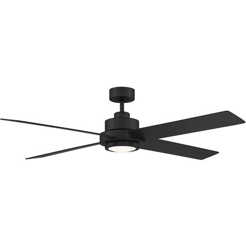 Modern 56 inch Matte Black with Black/Antique Oak Blades Ceiling Fan