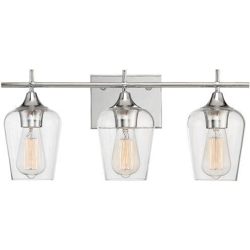 Octave 3 Light 21 inch Polished Chrome Bathroom Vanity Light Wall Light, Essentials