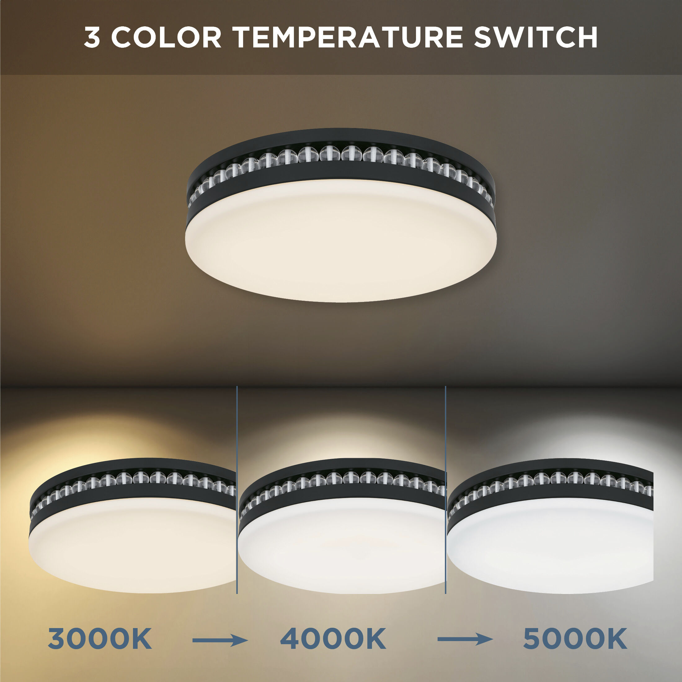 Carey LED 16 inch Matte Black Flush Mount Ceiling Light, Medium