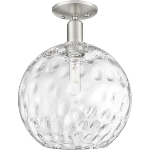 Arcadia Athens Water Glass 1 Light 12 inch Brushed Satin Nickel Semi-Flush Mount Ceiling Light
