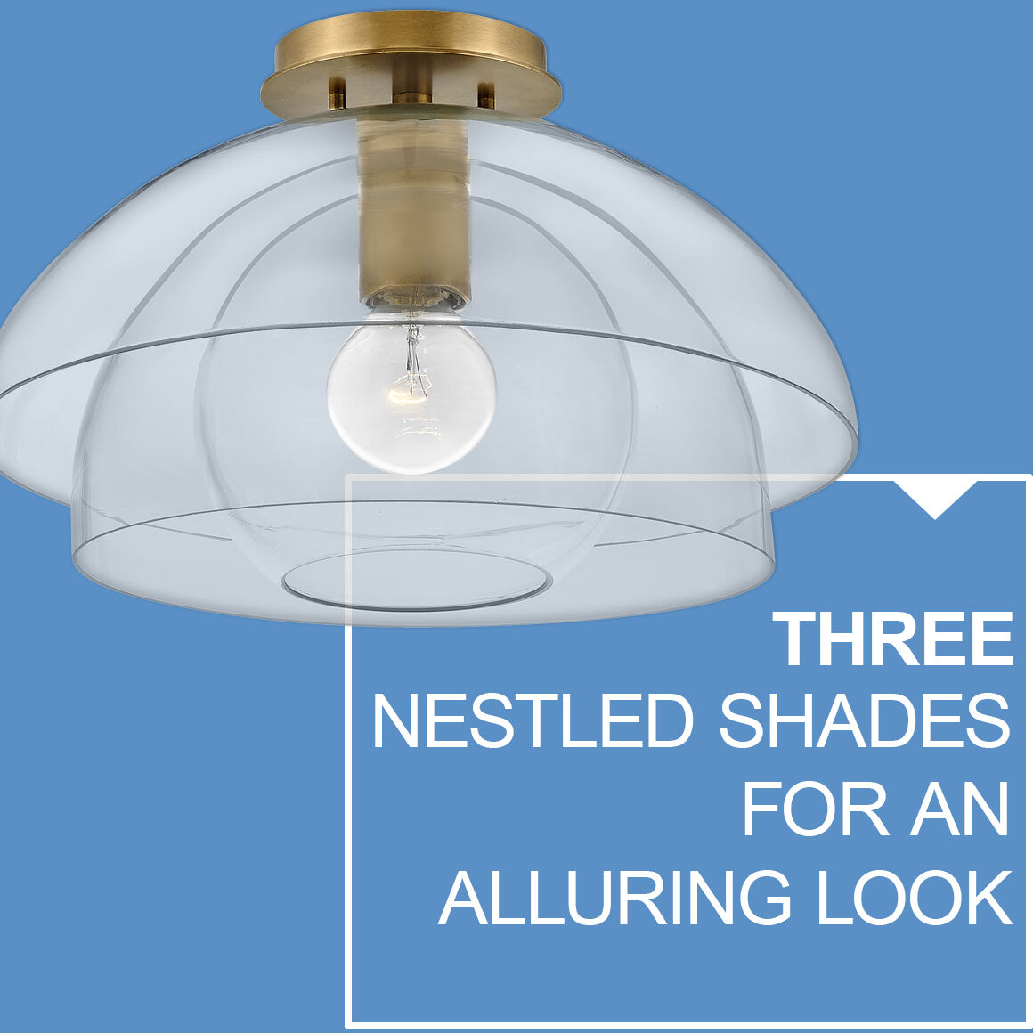 Lotus 1 Light 16 inch Heritage Brass Indoor Semi-Flush Mount Ceiling Light, Convertible to Pendant