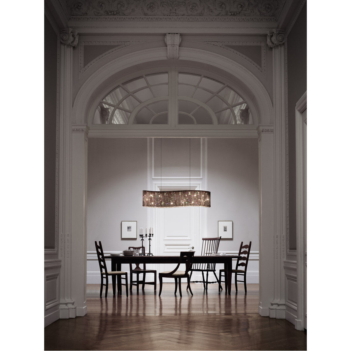 Refrax 21 Light 48 inch Stainless Steel Linear Pendant Ceiling Light in Swarovski, Geometrix