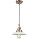 Franklin Restoration Halophane LED 8.5 inch Antique Copper Mini Pendant Ceiling Light in Matte White Halophane Glass