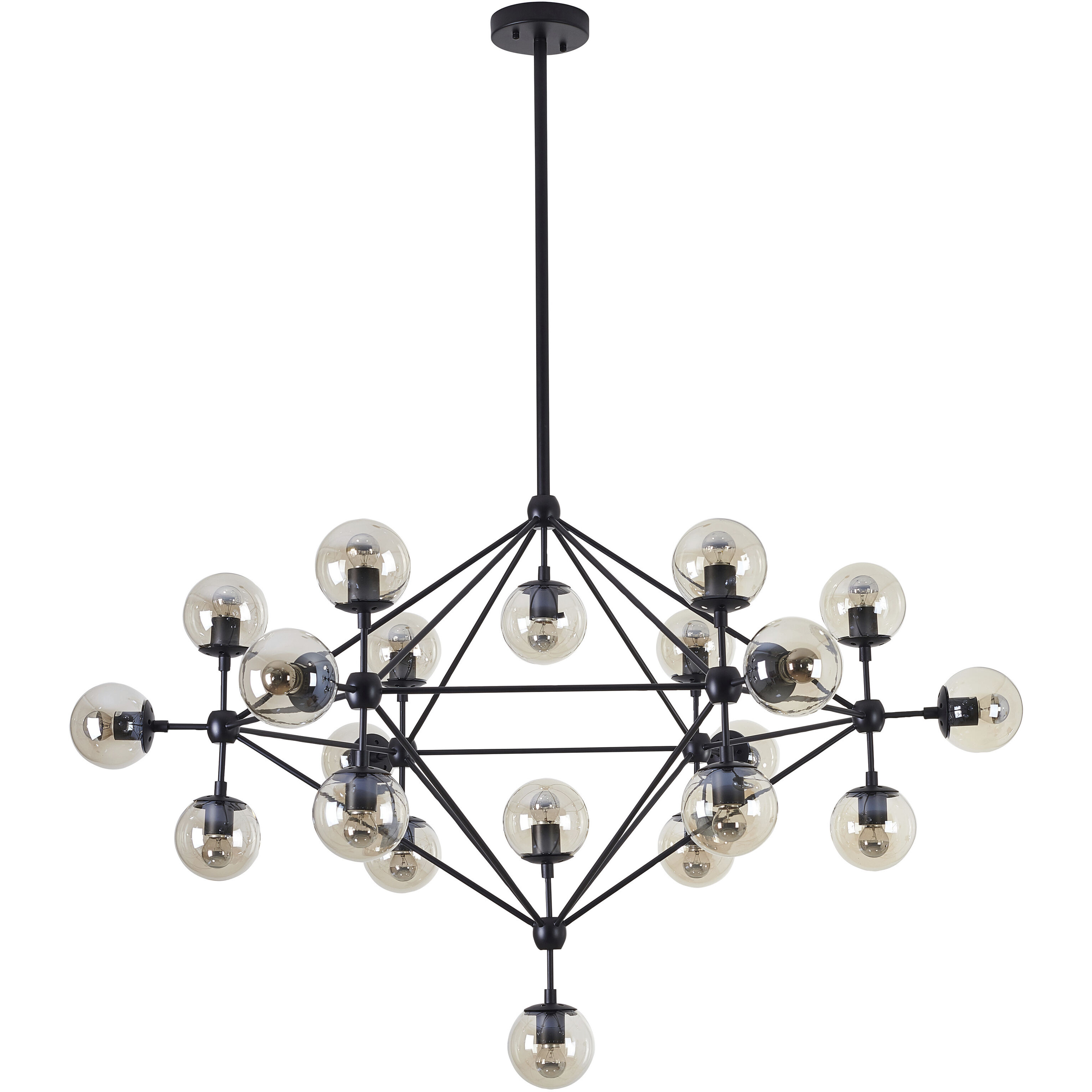 Canada LED 53 inch Black Chandelier Ceiling Light, Geometric Sphere, Black Frame