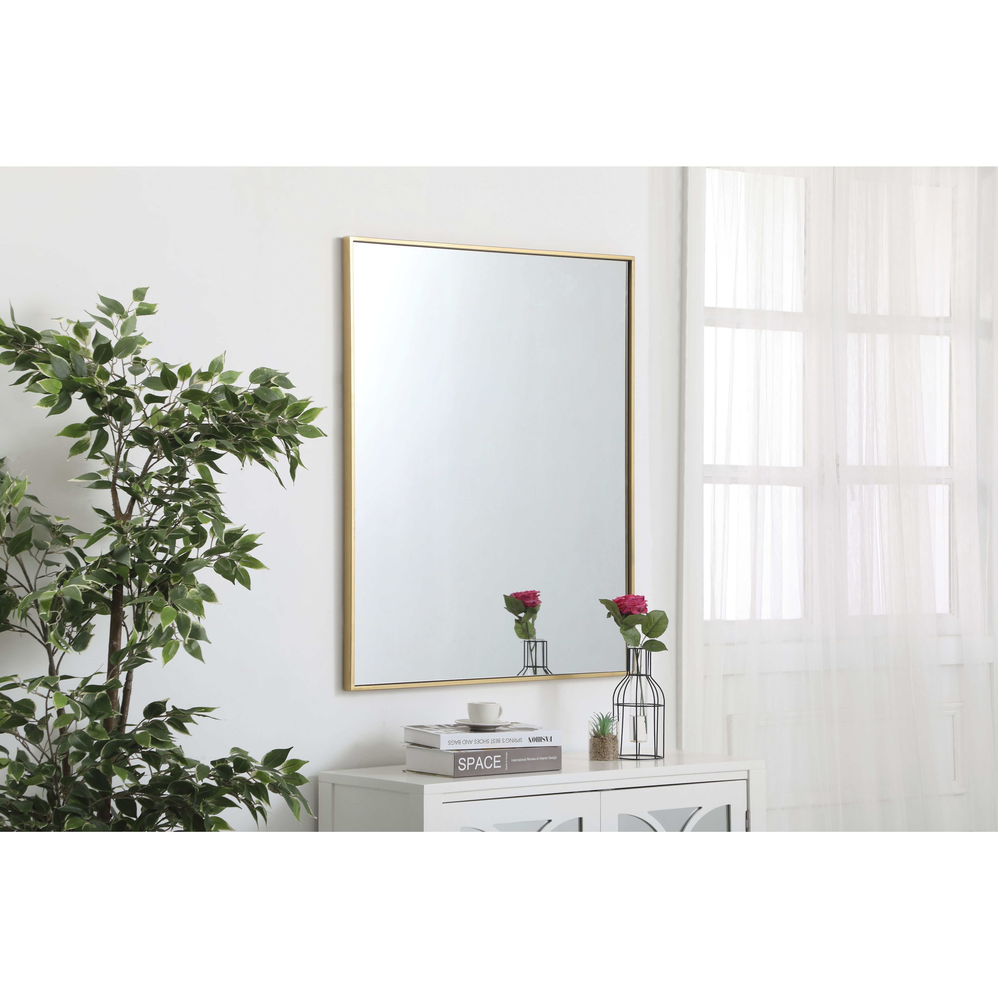 Monet 36 X 30 inch Brass Wall Mirror