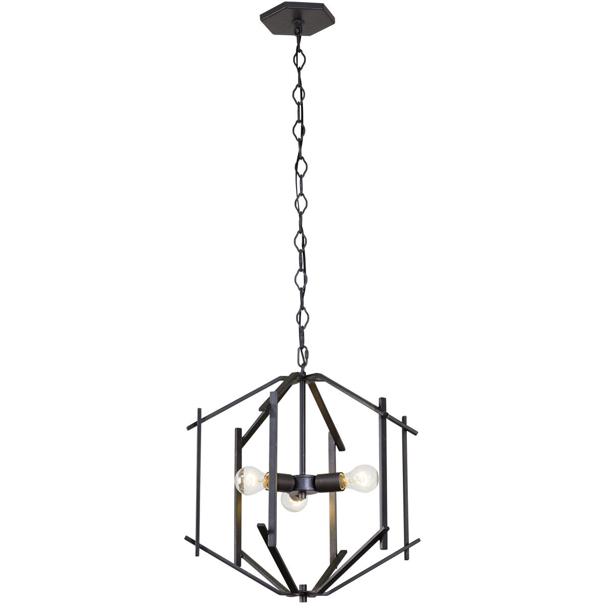 Offset 3 Light 18 inch Forged Iron Pendant Ceiling Light