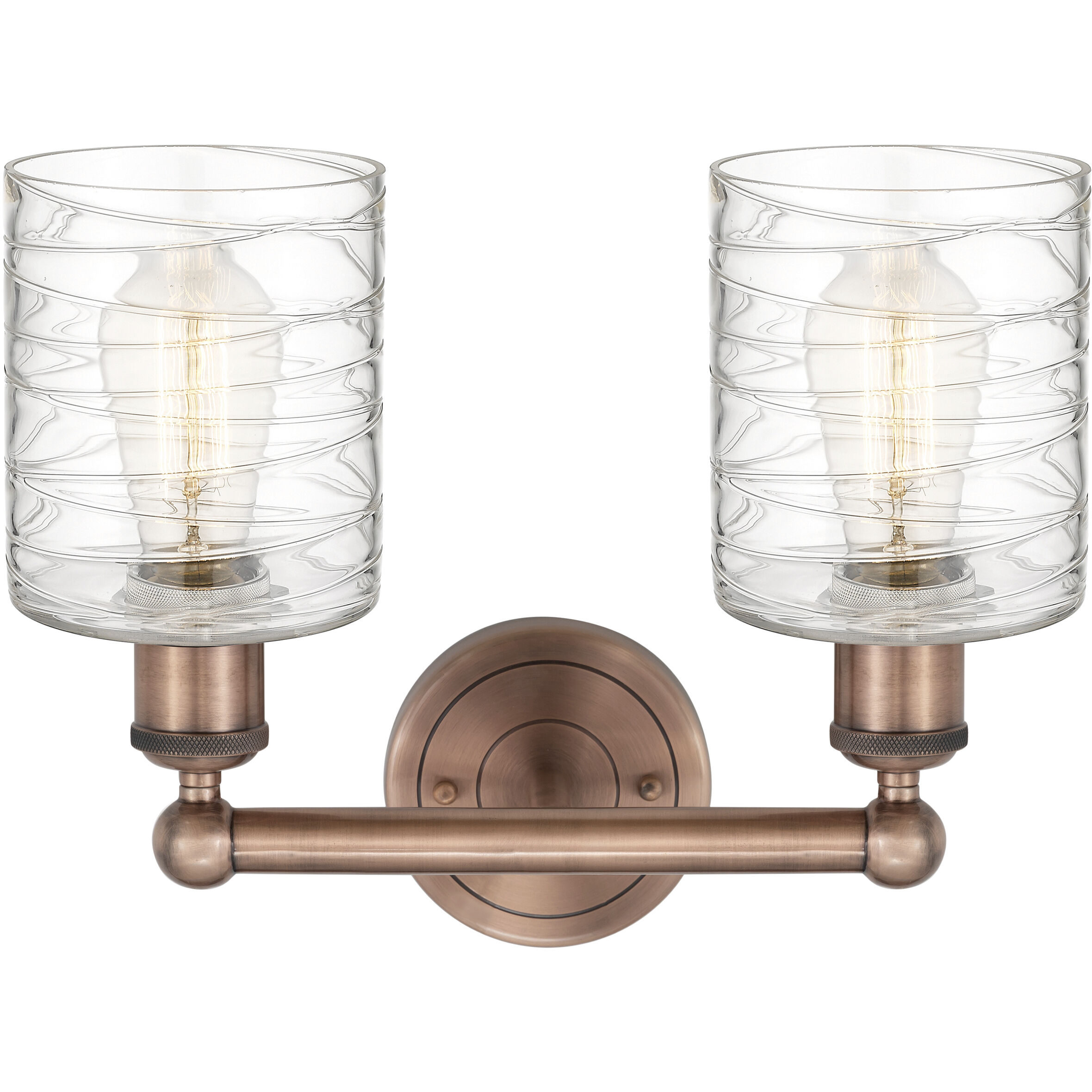 Cobbleskill 2 Light 14 inch Antique Copper Bath Vanity Light Wall Light in Deco Swirl