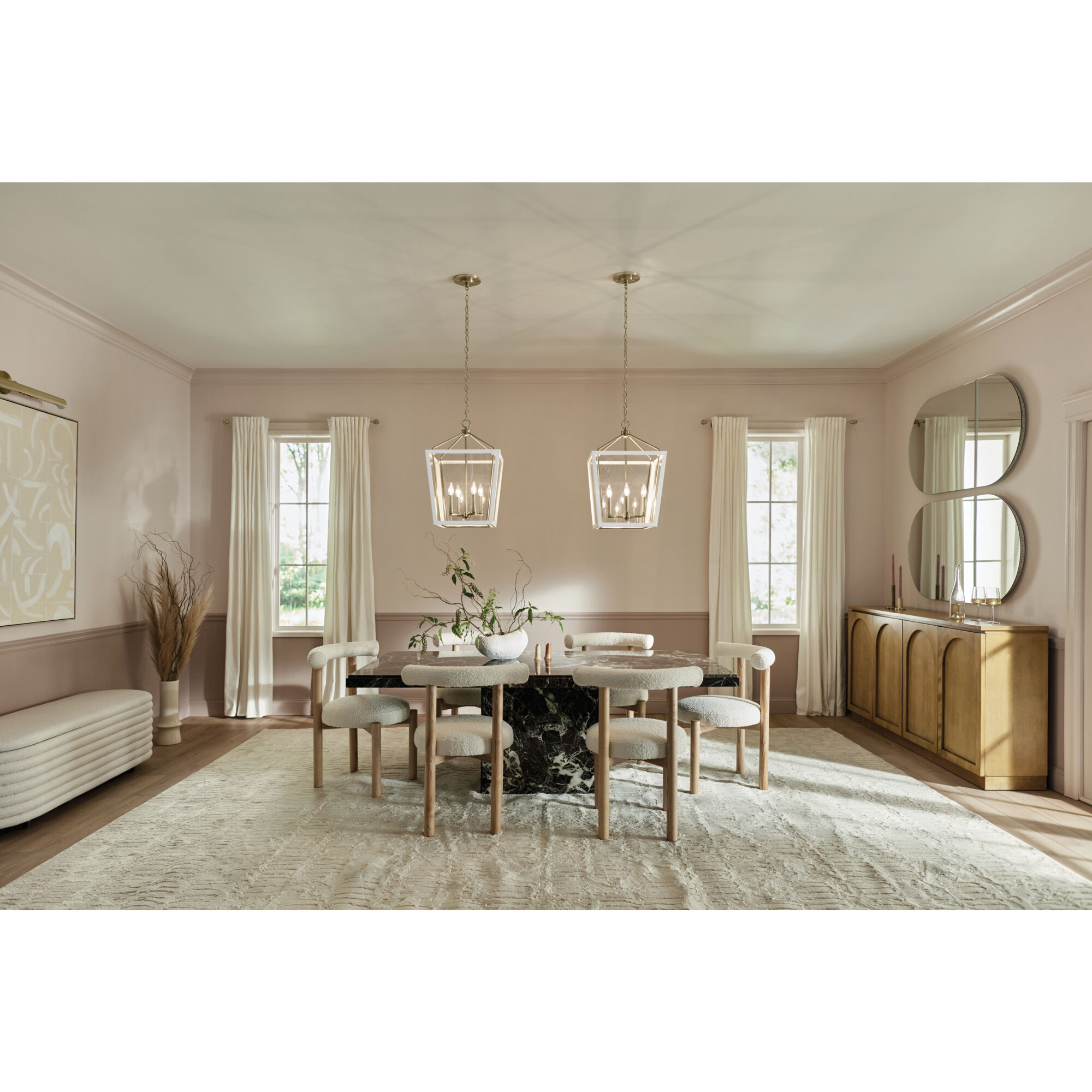 Delvin 4 Light 16 inch Champagne Bronze with White Foyer Pendant Ceiling Light