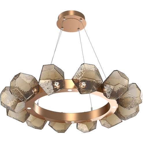 Gem LED 36 inch Novel Brass Chandelier Ceiling Light in Bronze, 2700K LED, Radial Ring