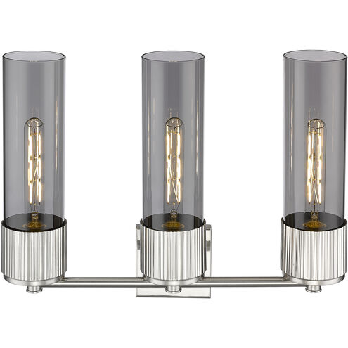 Bolivar 3 Light 20.5 inch Satin Nickel Bath Vanity Light Wall Light in Plated Smoke Glass
