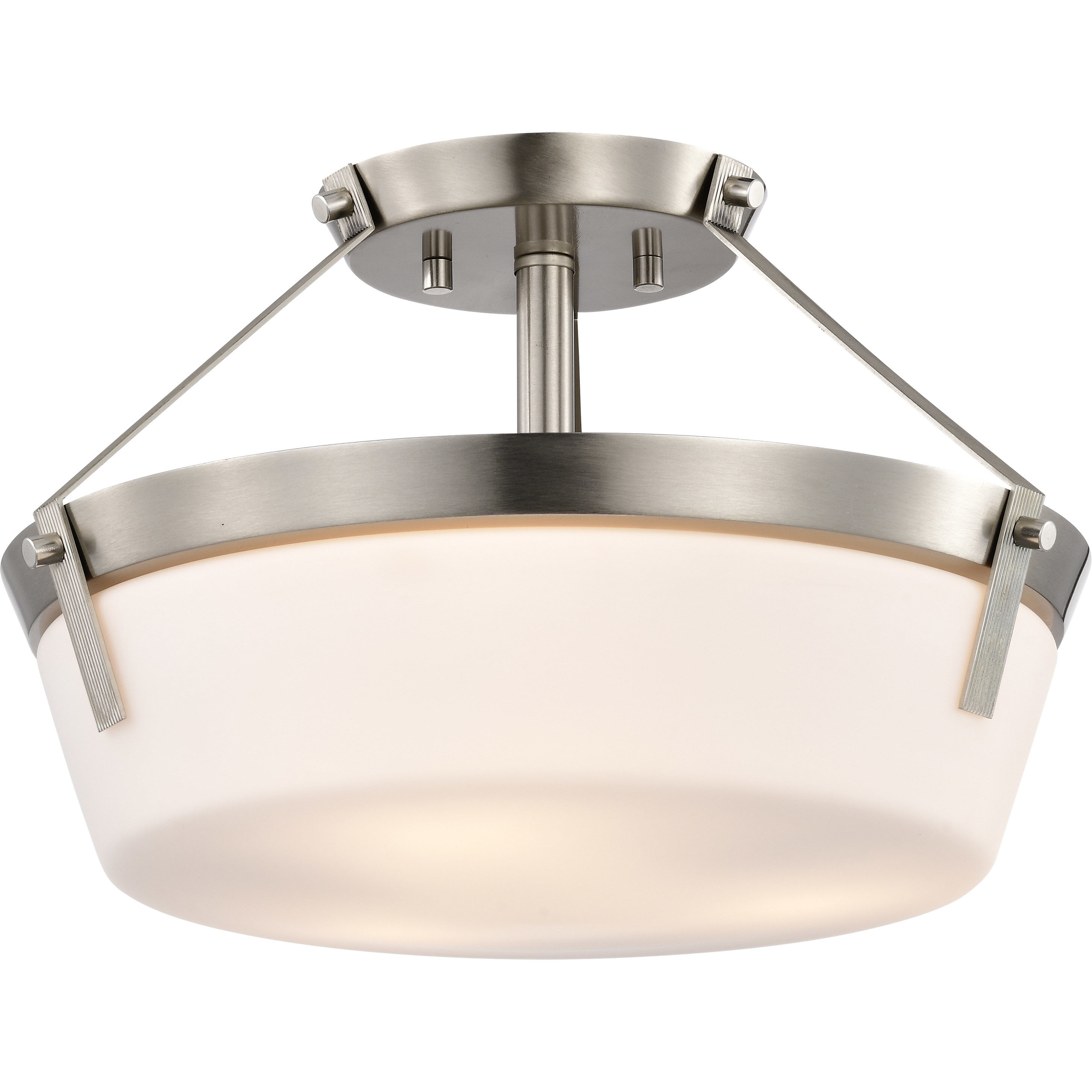 Rowen 3 Light 14.63 inch Brushed Nickel Semi Flush Mount Ceiling Light