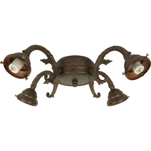 Universal LED Aged Bronze Textured Fan Light Fitter, Shades Sold Separately