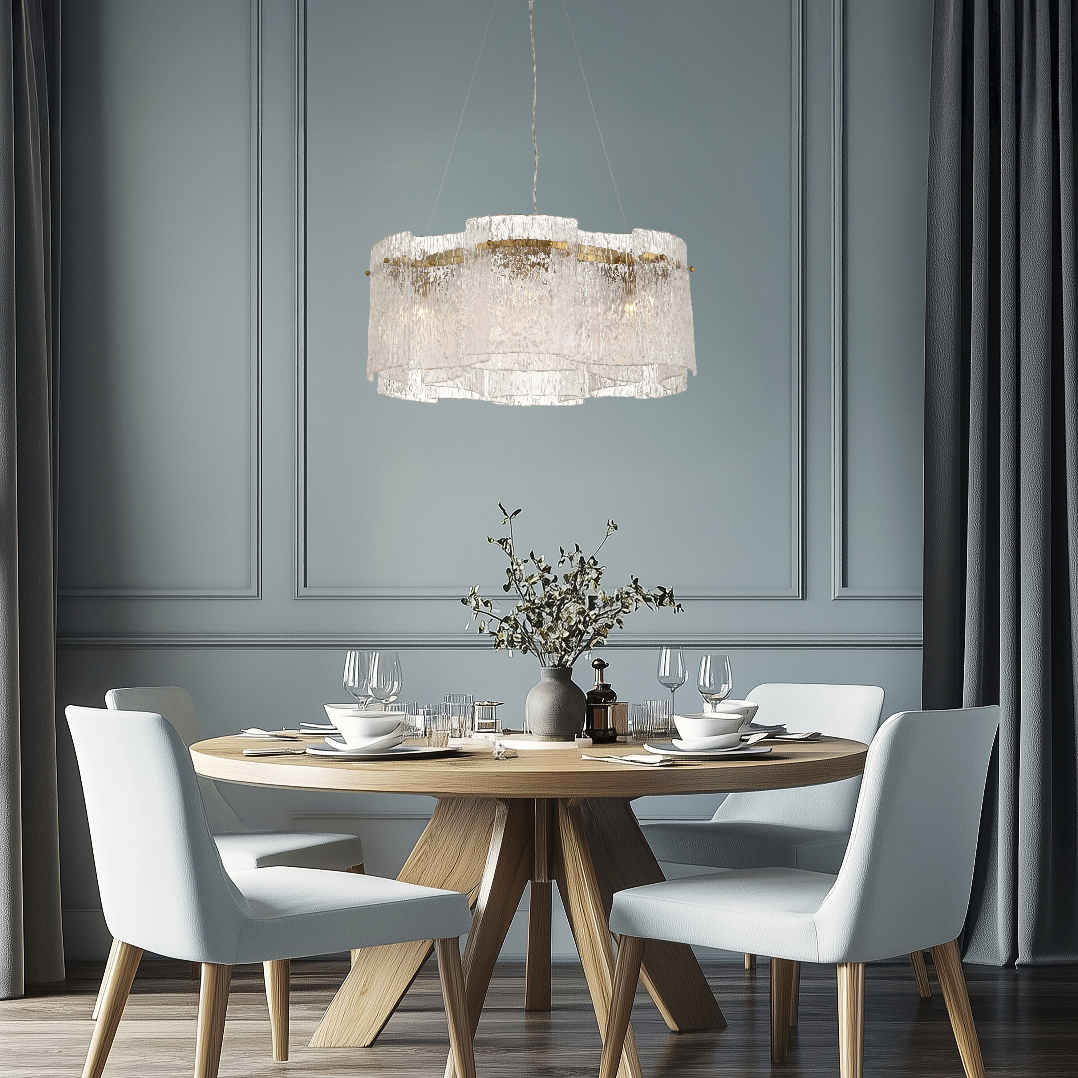 Brookstreet 6 Light 29.5 inch Legacy Brass Pendant Ceiling Light in Clear Handmade Glass