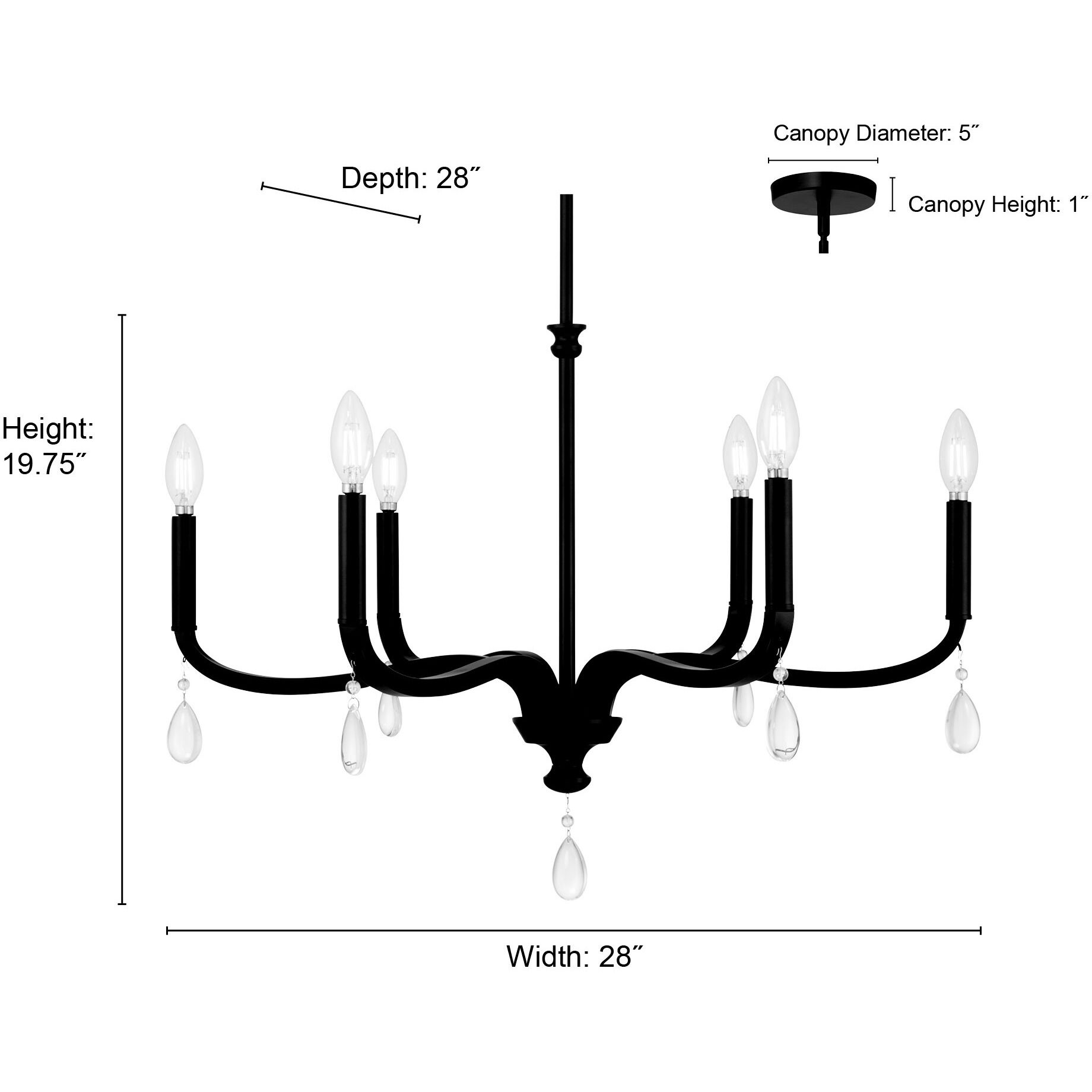 Viremont 6 Light 28 inch Matte Black Chandelier Ceiling Light