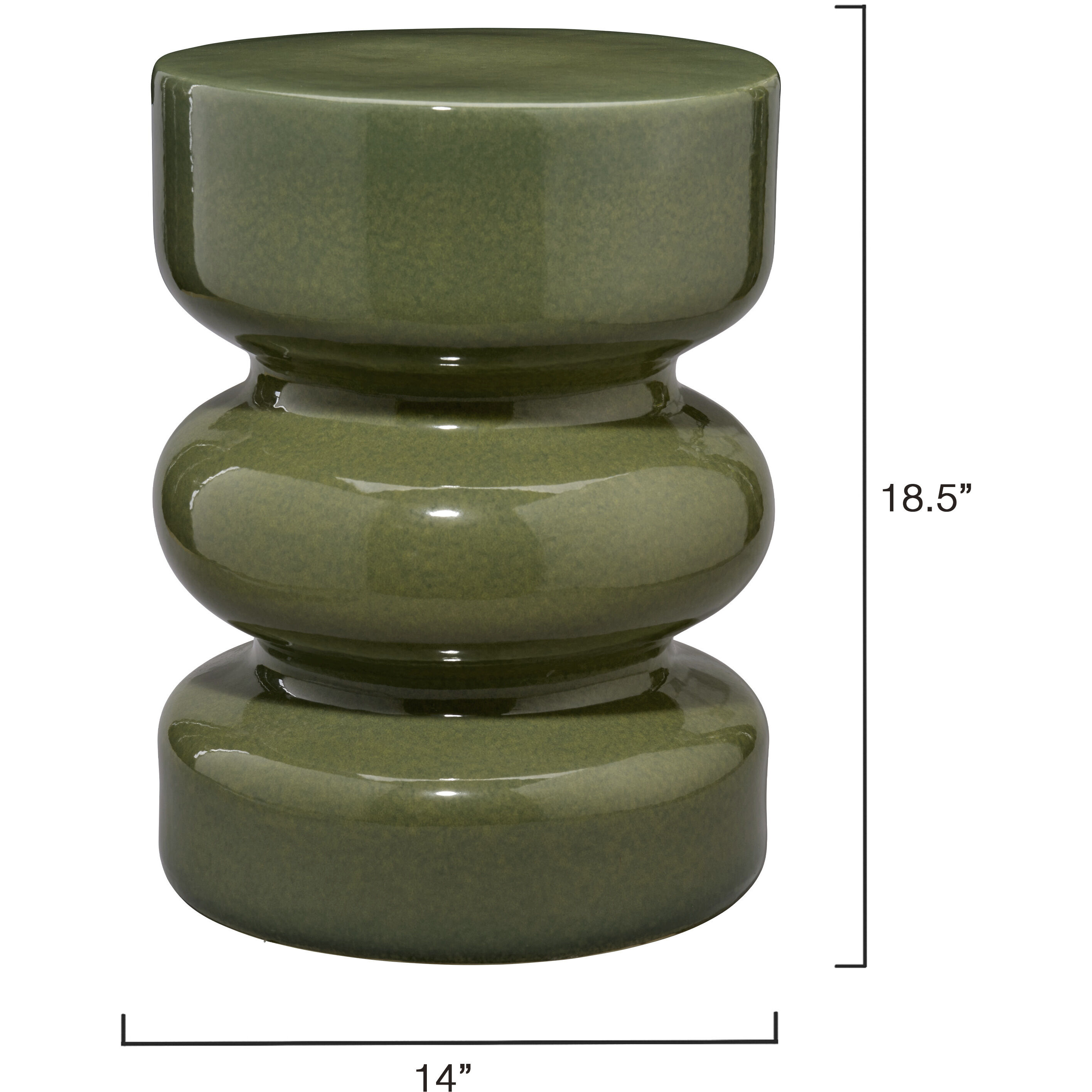 Saguaro 18.5 inch Reactive Green Glaze Garden Stool