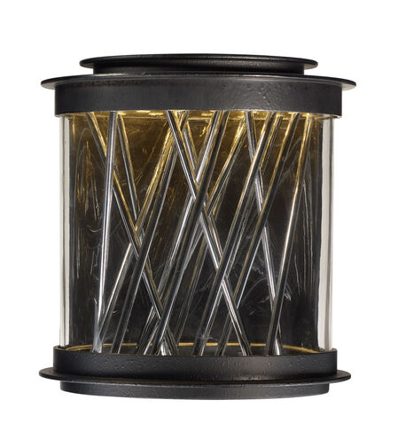 Bedazzle LED 10.75 inch Texture Ebony/Polished Chrome Outdoor Wall Lantern