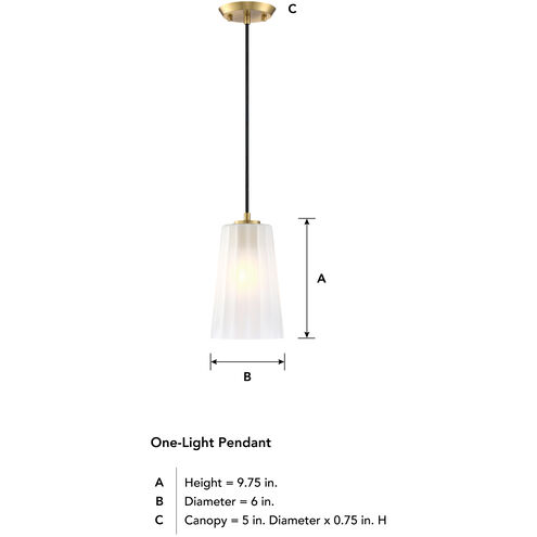 Liana 1 Light 6 inch Brushed Gold Pendant Ceiling Light