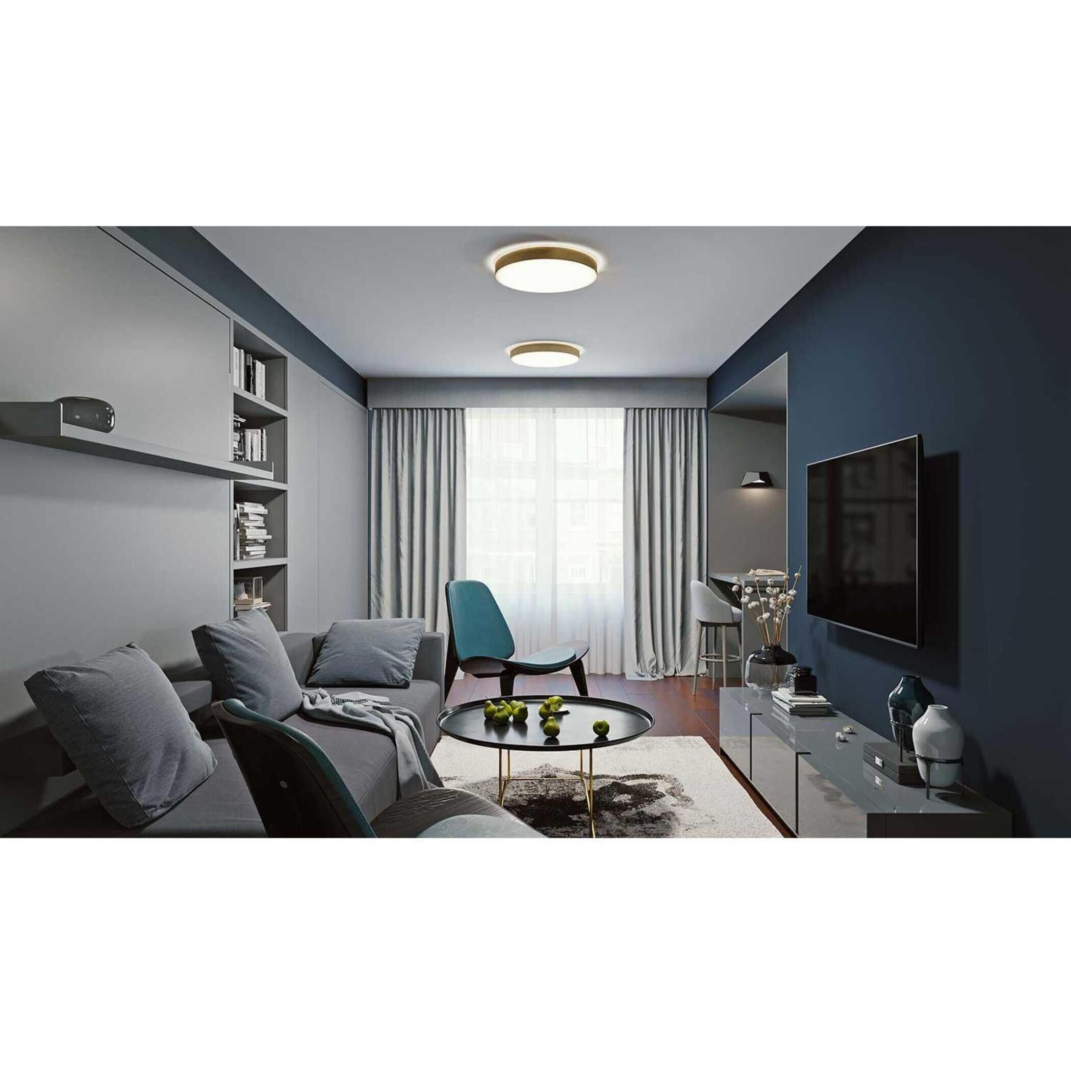 Octavia LED 14 inch Satin Brass Flush Mount Ceiling Light