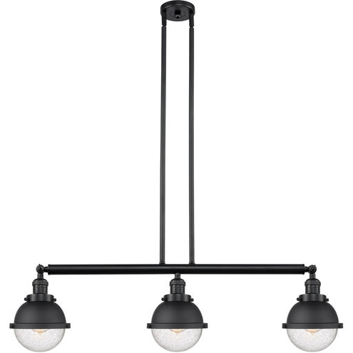 Franklin Restoration Hampden 3 Light 40 inch Black Antique Brass and Matte Black Island Light Ceiling Light in Matte White Glass