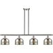 Ballston Urban Bell 4 Light 48 inch Brushed Satin Nickel Island Light Ceiling Light in Silver Plated Mercury Glass