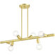 Bannister 6 Light 37 inch Satin Brass Linear Chandelier Ceiling Light