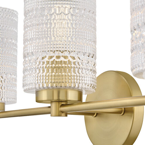 Mabel 3 Light 24.5 inch Lacquered Brass Bath Light Wall Light