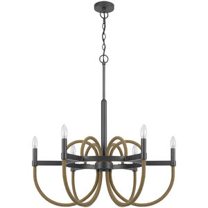 Rowland 6 Light 31 inch Burlap and Black Chandelier Ceiling Light, Candelabra Style