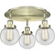 Beacon 3 Light 17.75 inch Antique Brass Flush Mount Ceiling Light in Clear