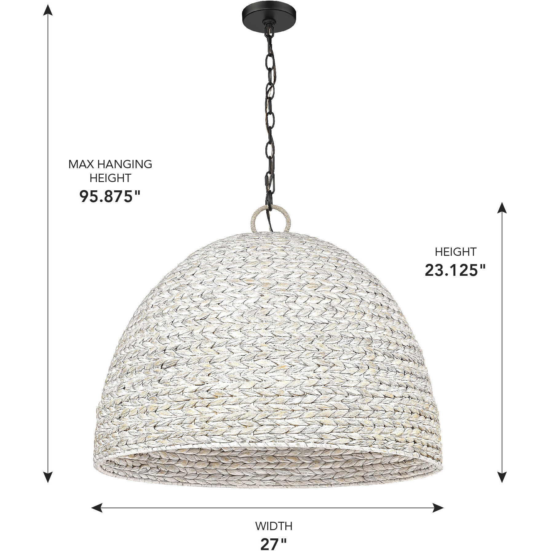 Rue 8 Light 27 inch Matte Black Pendant Ceiling Light in Rubbed Bronze