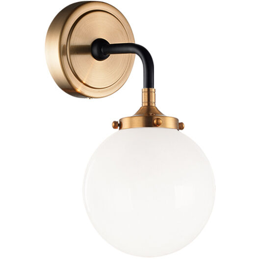 Particles 1 Light 5.88 inch Aged Gold Brass Wall Sconce Wall Light in Aged Gold Brass and Opal Glass