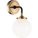 Particles 1 Light 5.88 inch Aged Gold Brass Wall Sconce Wall Light in Aged Gold Brass and Opal Glass