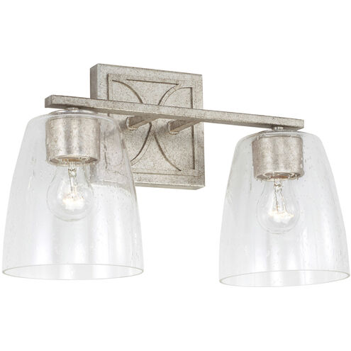 Sylvia 2 Light 15 inch Antique Silver Vanity Light Wall Light