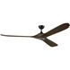 Mylo 80 inch Satin Black with Aged Walnut Blades Ceiling Fan
