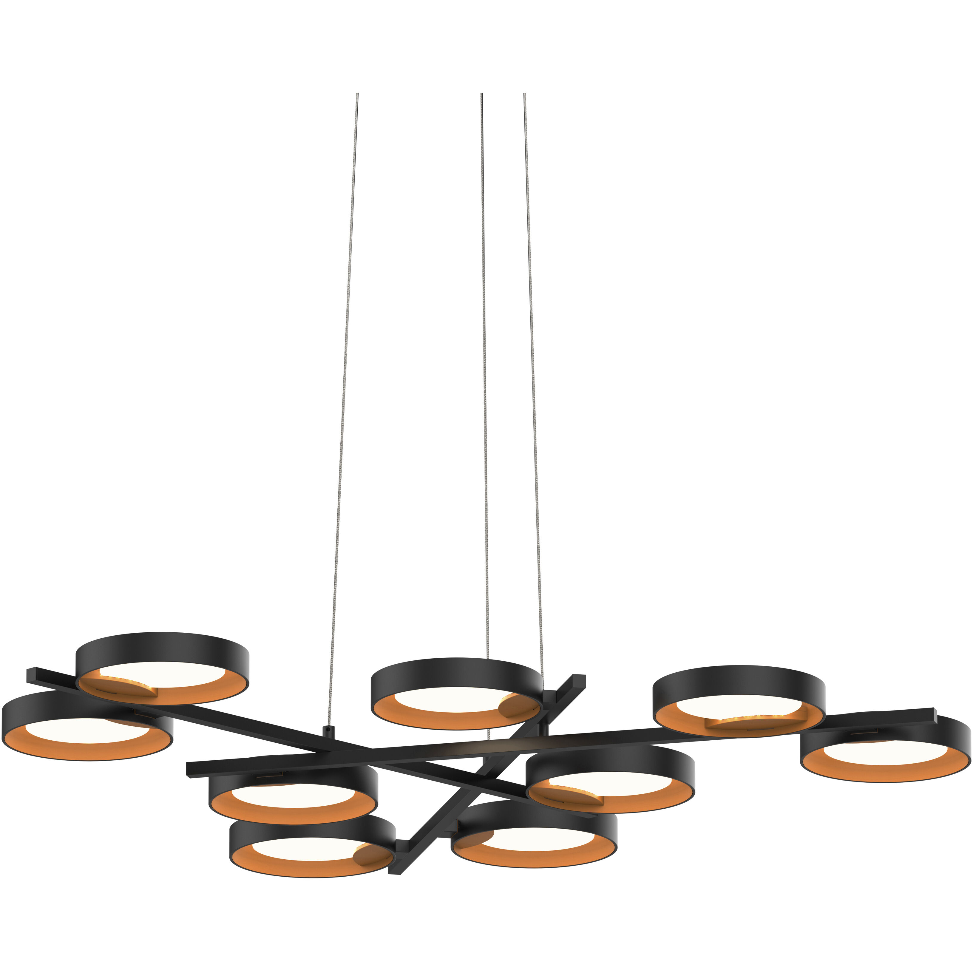 Light Guide Ring LED 48.25 inch Satin Black Pendant Ceiling Light in Apricot