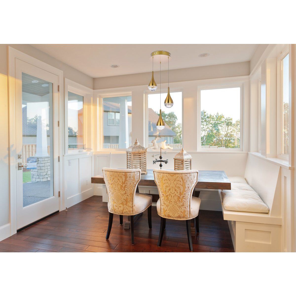 Amherst 3 Light 10 inch Satin Gold Pendant Ceiling Light