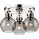 Newton Sphere 3 Light 19.63 inch Polished Nickel Flush Mount Ceiling Light in Plated Smoke Glass