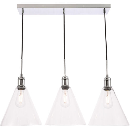 Hugh 3 Light 36 inch Chrome Pendant Ceiling Light