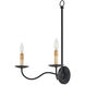 Saxon 2 Light 19.75 inch Zanzibar Black Wall Sconce Wall Light