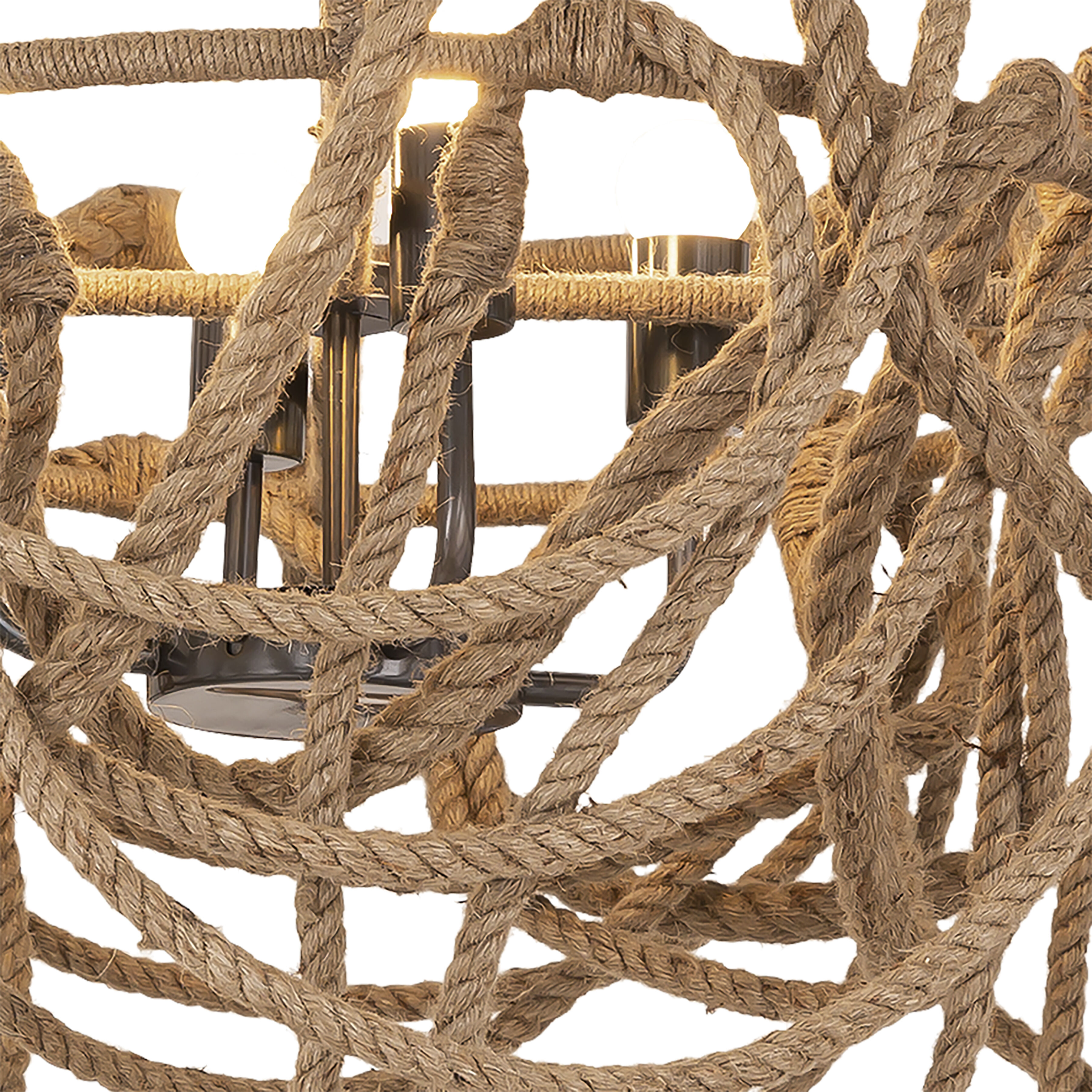 Macon 4 Light 26 inch Natural with Pewter Chandelier Ceiling Light