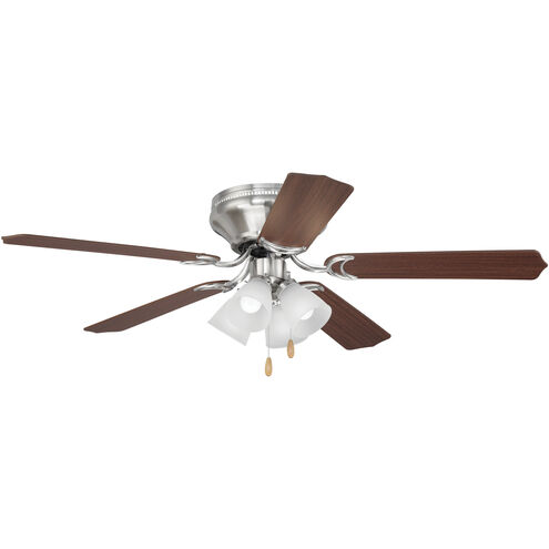Craftmade BRC52BNK5C Brilliante 52 inch Brushed Polished Nickel with  Ash/Mahogany Blades Ceiling Fan in Alabaster Glass