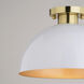 Devon LED 12.75 inch Glossy White and Satin Brass Semi-Flush Mount Ceiling Light