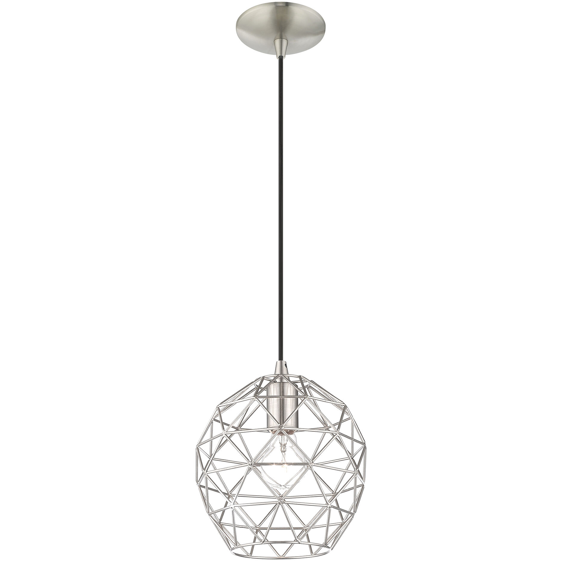Geometric 1 Light 8 inch Brushed Nickel Mini Pendant Ceiling Light