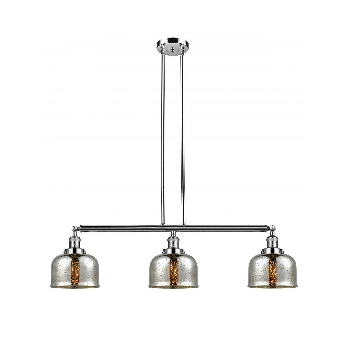 Franklin Restoration Large Bell LED 41 inch Polished Nickel Island Light Ceiling Light in Silver Plated Mercury Glass, Franklin Restoration