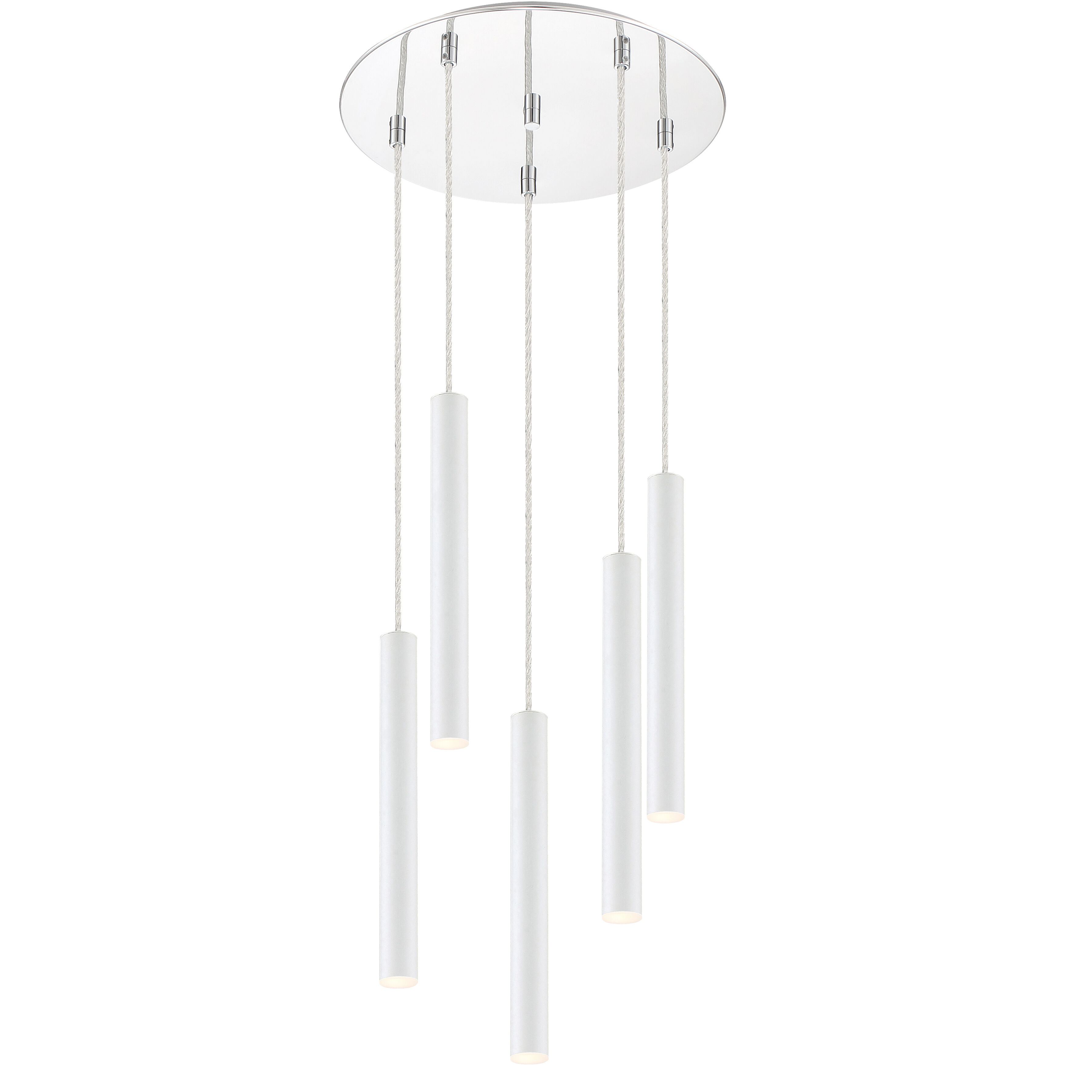 Forest LED 13.5 inch Chrome Chandelier Ceiling Light in 14, Matte White Steel
