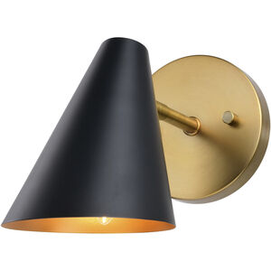 Pryce LED 4.75 inch Matte Black and Satin Brass Wall Light