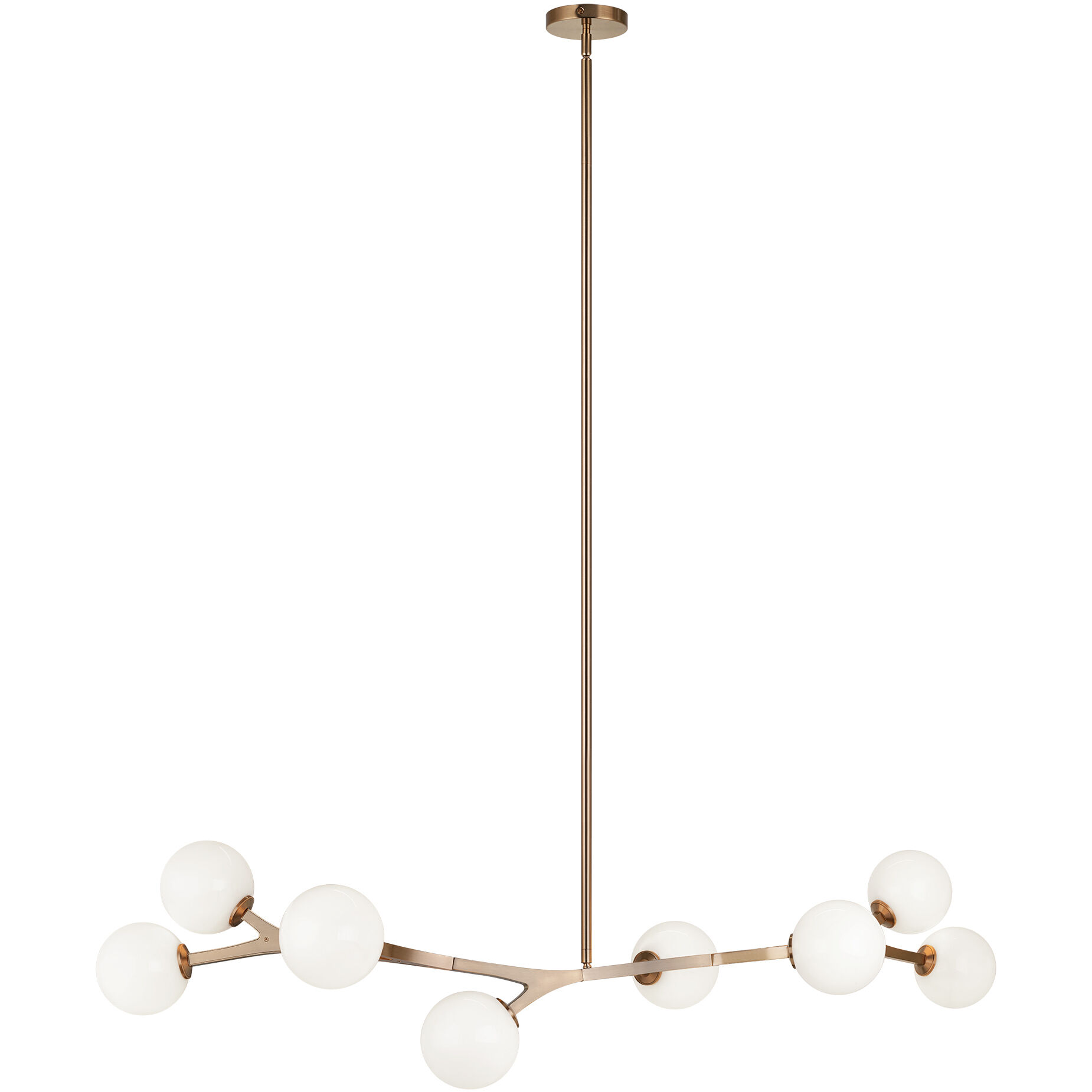 Rami 8 Light 54.88 inch Aged Gold Brass Chandelier Ceiling Light in Aged Gold Brass and Opal Glass