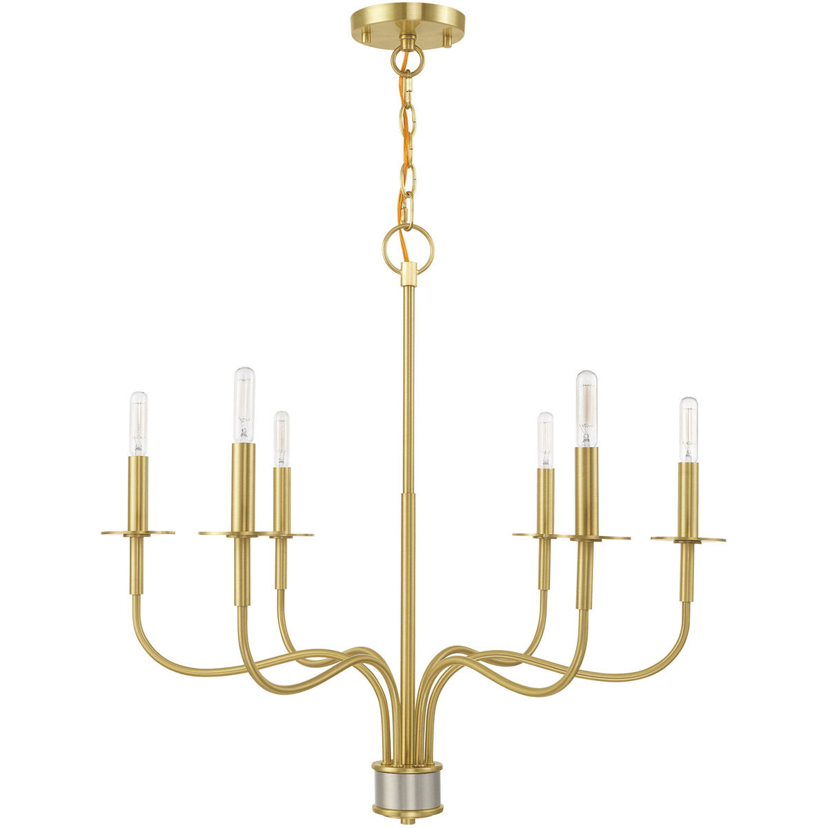 Lisbon 6 Light 26 inch Satin Brass Chandelier Ceiling Light