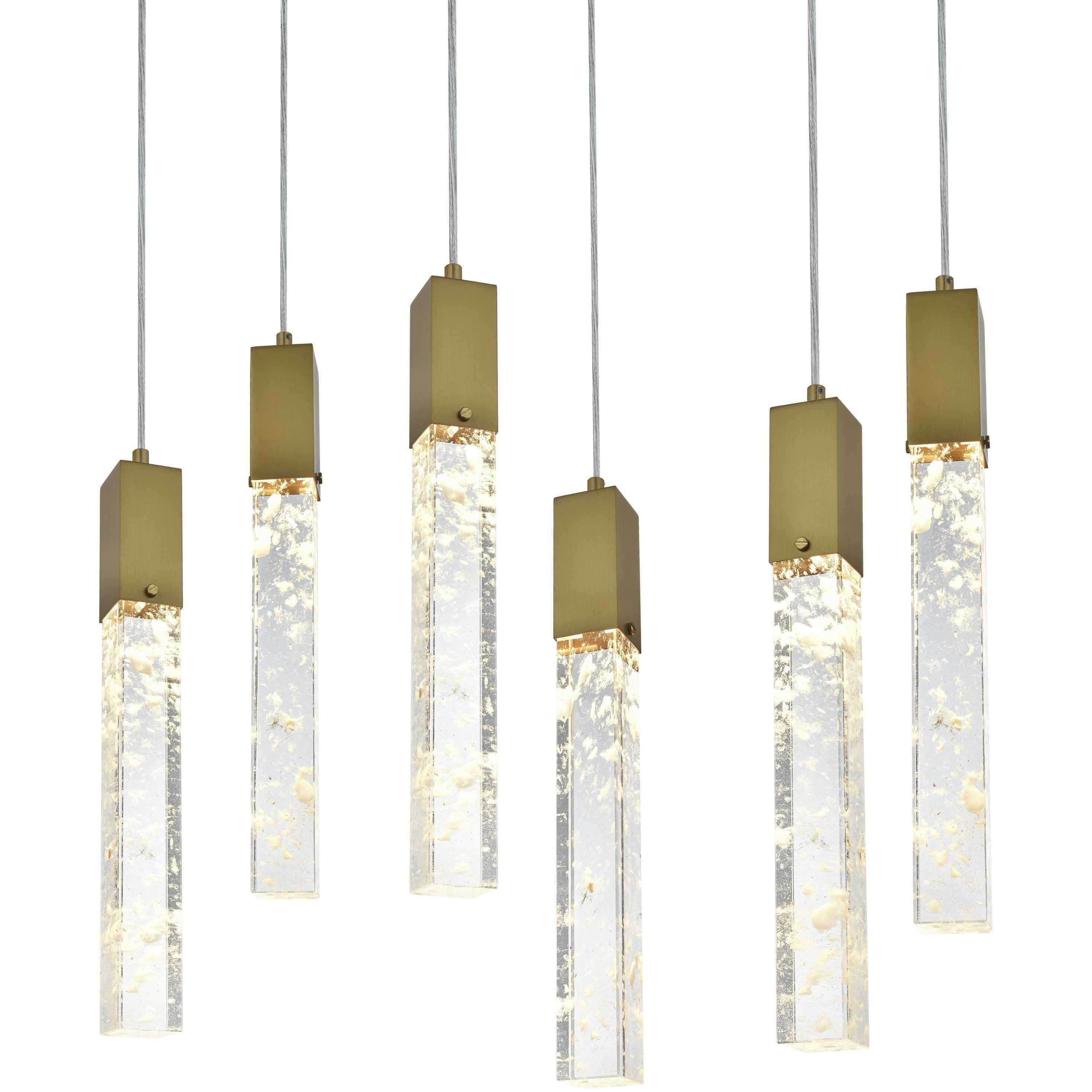 Aurora 6 Light 12 inch Satin Gold Pendant Ceiling Light